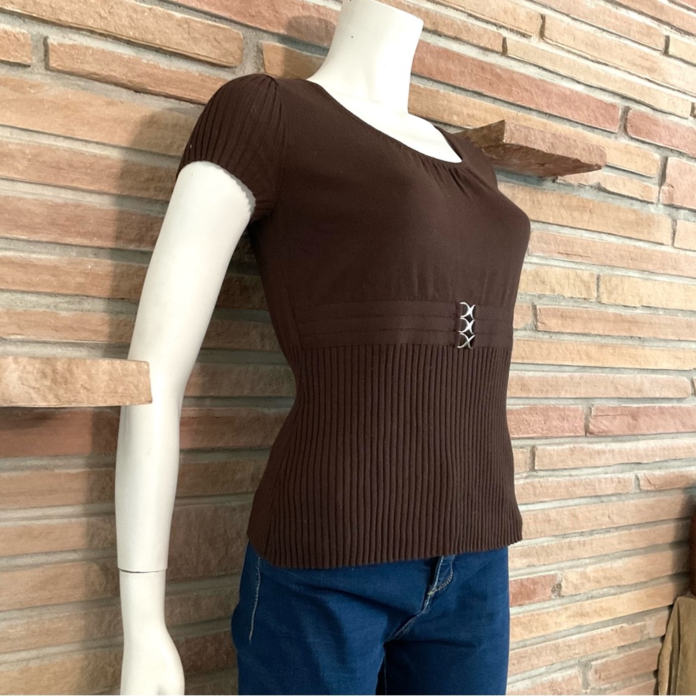RQT Petite Dark Brown Knit Top Small Vintage Y2K